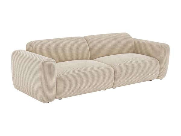 Vente-unique - 4-sitsig bäddsoffa i ribbad sammet, beige - Maison Céphy POGNI