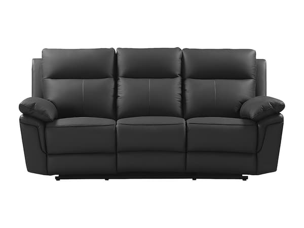 Vente-unique - 3-sits och 2-sits reclinersoffor i svart buffelläder PAKITA
