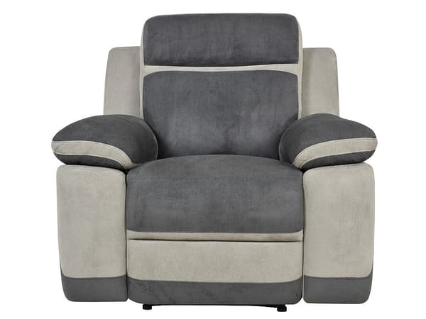 Vente-unique - 3-sits reclinersoffa och fåtölj i antracitgrå mikrofiber med ljusgrå ränder TALCA