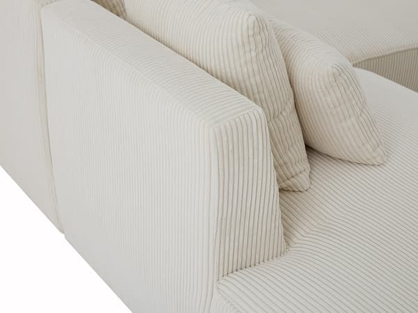 Vente-unique - Vänstervänd hörnsoffa i beige manchestersammet MECODI