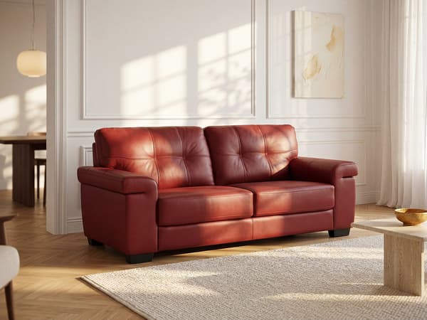 Vente-unique - HAZEL 3-sits lädersoffa - Röd