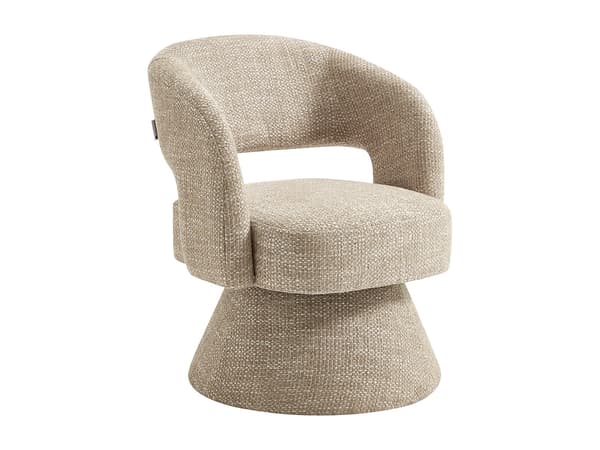 Vente-unique - Vridbar fåtölj i beige texturerat tyg NAROLIA