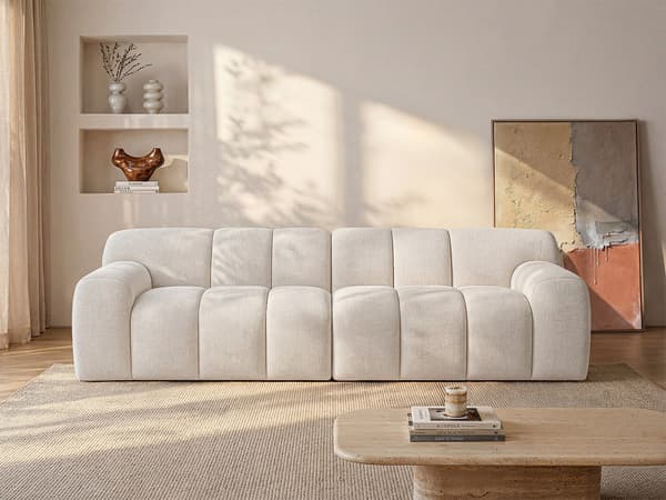 Vente-unique - Soffa 4 platser i chenilletyg - Beige ATUJU