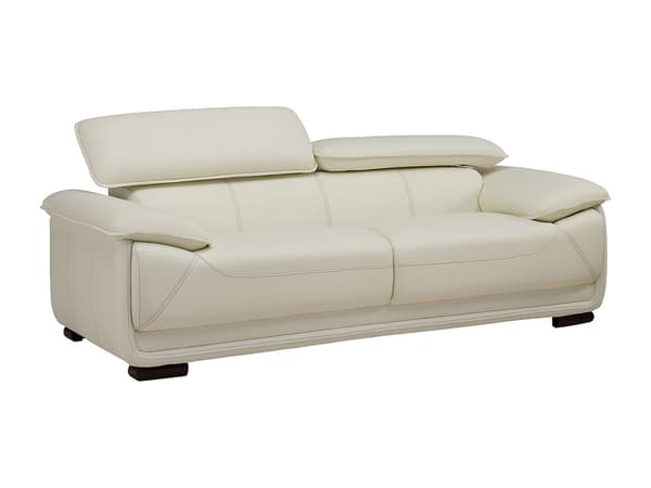 Vente-unique - 3-sits lädersoffa MACELO - Elfenbensvit