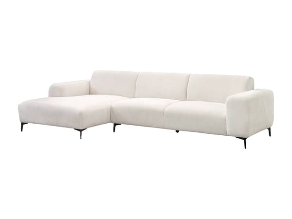 Vente-unique - Vänstervänd hörnsoffa i texturerat beige tyg SAPIGO