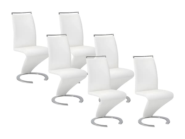 Vente-unique - Set med 6 stolar TWIZY - Vit läderimitation