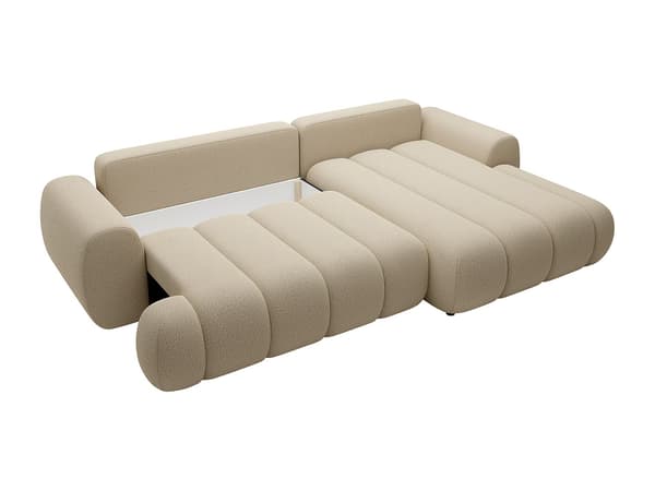 Vente-unique - Hörnbäddsoffa högerställd beige tyg FRIDORA