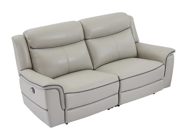 Vente-unique - 3-sits elektrisk reclinersoffa i ljusgrått läder ADELIO