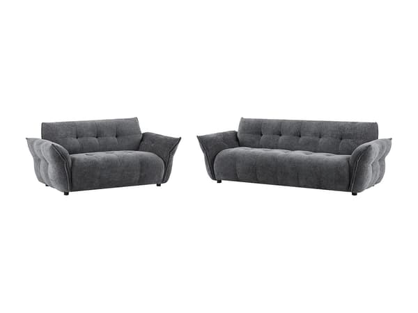 Vente-unique - 3-sits och 2-sits soffa i melerad mörkgrå tyg NAPIZO