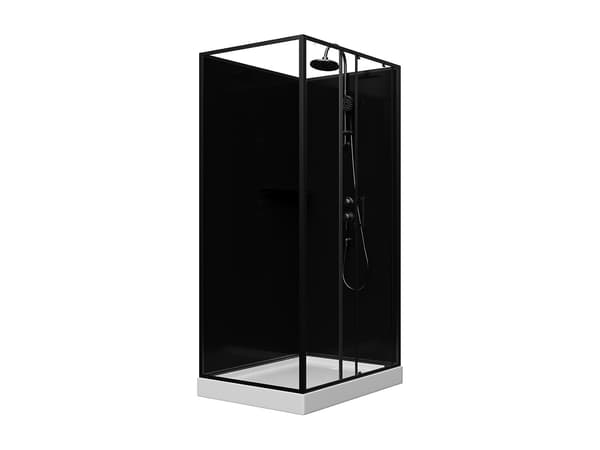 Vente-unique - Rektangulär duschkabin - Vändbar installation - Svart - B110 x d80 x H225 cm - ZODANI
