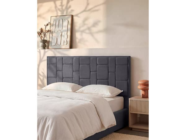 Vente-unique - Sänggavel 180 cm - Sammet - Mörkgrå - HERMINE