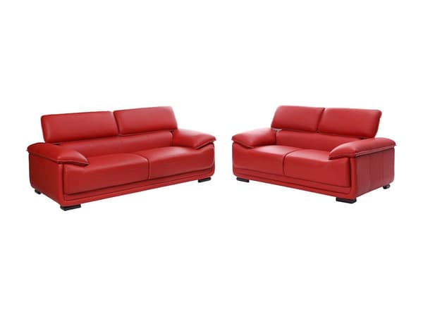Vente-unique - 3-sits och 2-sits lädersoffor MACELO - Röd