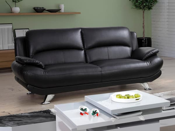 Vente-unique - 3-sits soffa i läderimitation MUSKO - Svart