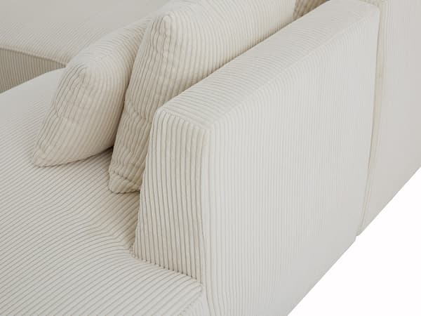 Vente-unique - Beige manchestervelvet högervänd hörnsoffa MECODI