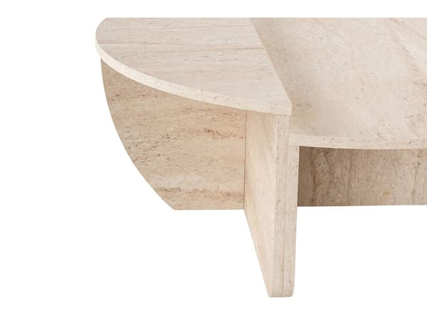 Vente-unique - Set med 2 soffbord i beige travertineffekt ALOEVA