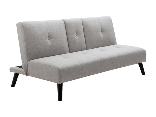 Vente-unique - CLOSIPA 3-sits klick-klack-soffa i ljusgrått tyg med sidobord