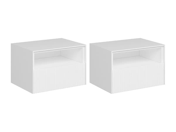 Vente-unique - Set med 2 hängande sängbord - MDF - Vit - CALDRIN