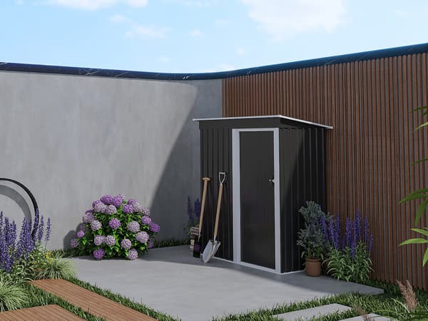 Vente-unique - Trädgårdsskjul i grå galvaniserat stål 1,39 m² BIRON