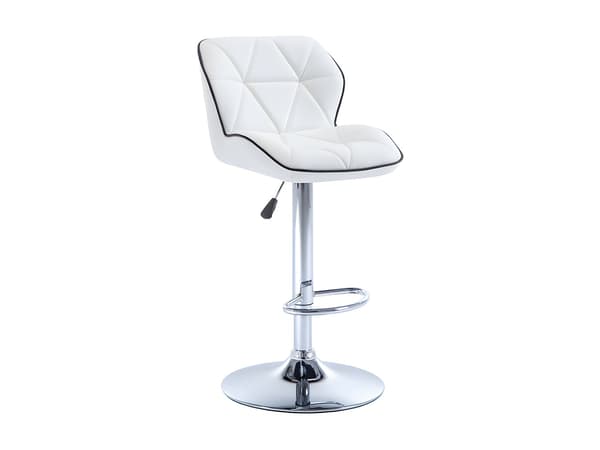 Vente-unique - Set med 2 barstolar i konstläder och förkromat stål - Justerbar höjd - Vit - CALVIN
