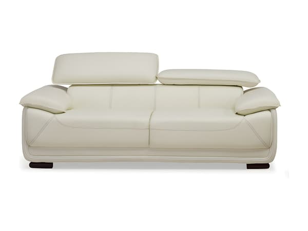 Vente-unique - 3-sits lädersoffa MACELO - Elfenbensvit