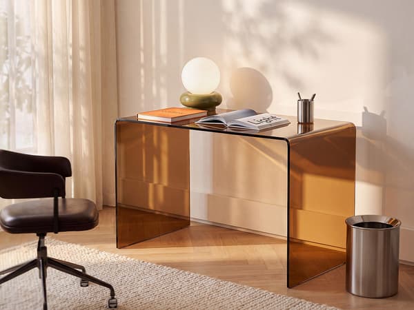 Vente-unique - Skrivbord - Härdat glas - Brun - ELSTRON
