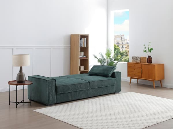 Vente-unique - 3-sits bäddsoffa i grön manchester FINORO