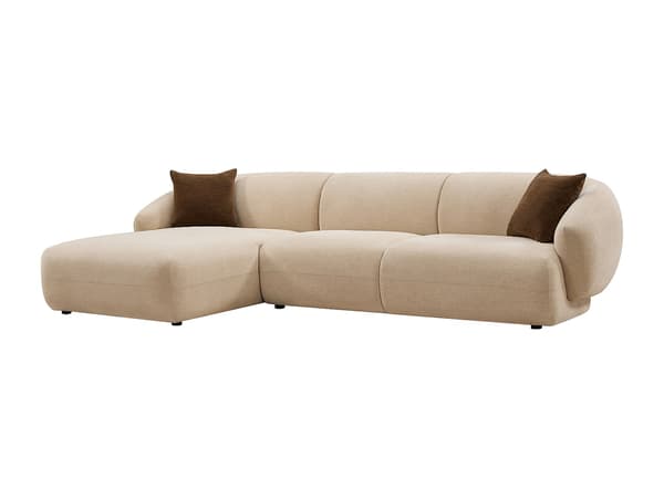 Vente-unique - Vänstervänd hörnsoffa i beige texturerat tyg MIBASTO