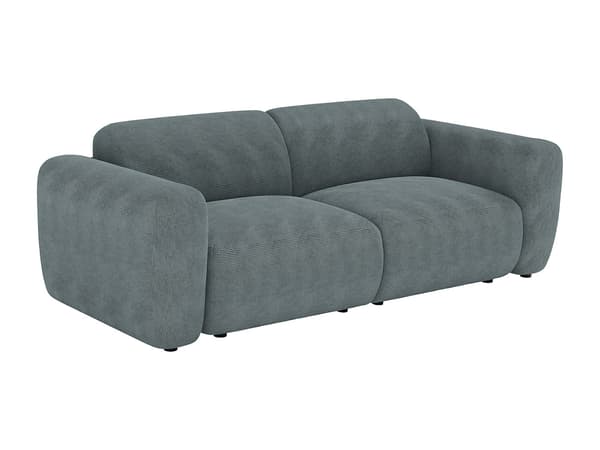 Vente-unique - Soffa 3 platser i smalrandig sammet - Blå POGNI