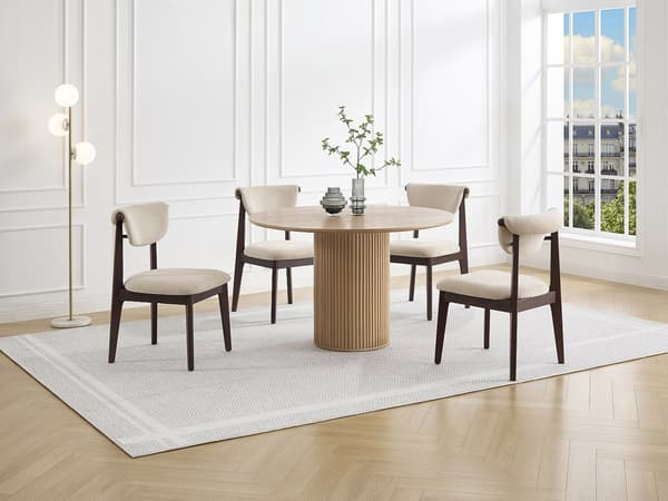 Vente-unique - Set med 2 stolar i texturerat tyg och gummitäd - Beige - GABIEL