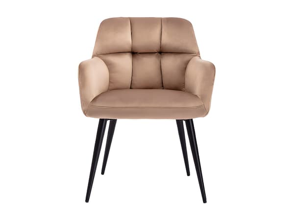 Vente-unique - Set med 2 stolar med armstöd - Sammet och metall - Beige - PEGA