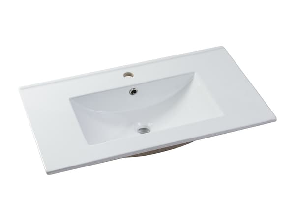 Vente-unique - Väggmonterat badrumsmöbel med inbyggt handfat - Vit - 80 cm - SATOBAL