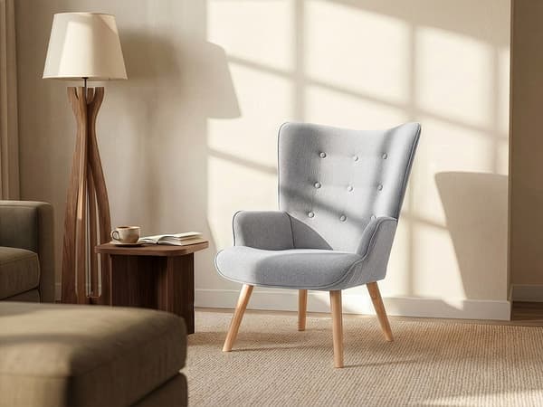 Vente-unique - Fåtölj i tyg VATELY Ljusgrå