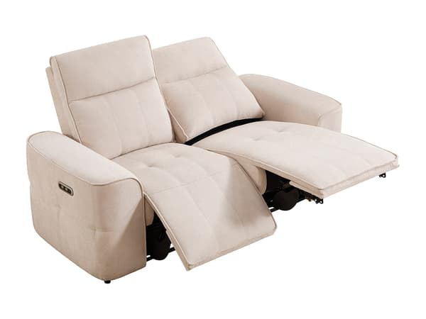 Vente-unique - Tvåsits elektrisk reclinersoffa i beige chenilletyg SCAMOCO