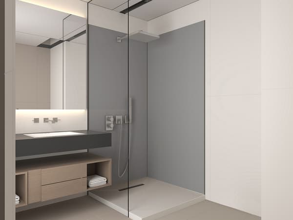 Vente-unique - Set med 2 duschväggpaneler med profiler grå aluminium 90 × 210 cm ITZIAR
