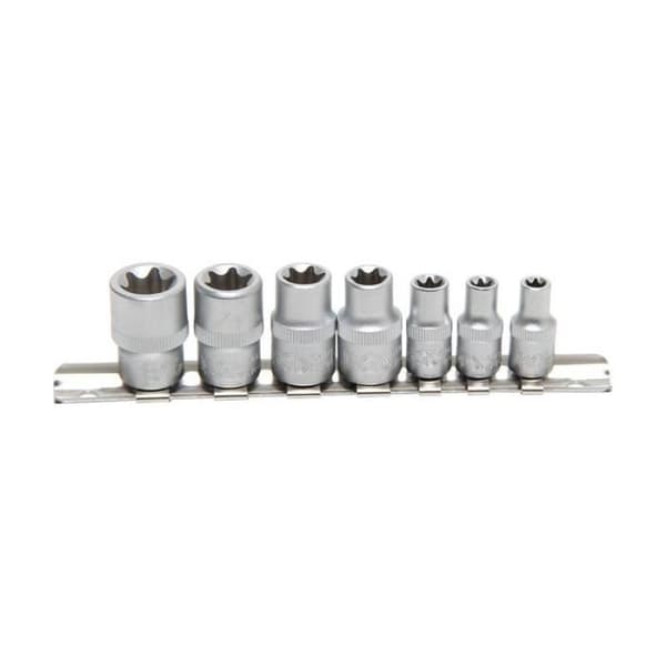 Sockelset 6,3 mm (1/4") + 10 mm (3/8") E6 - E16 7 stycken