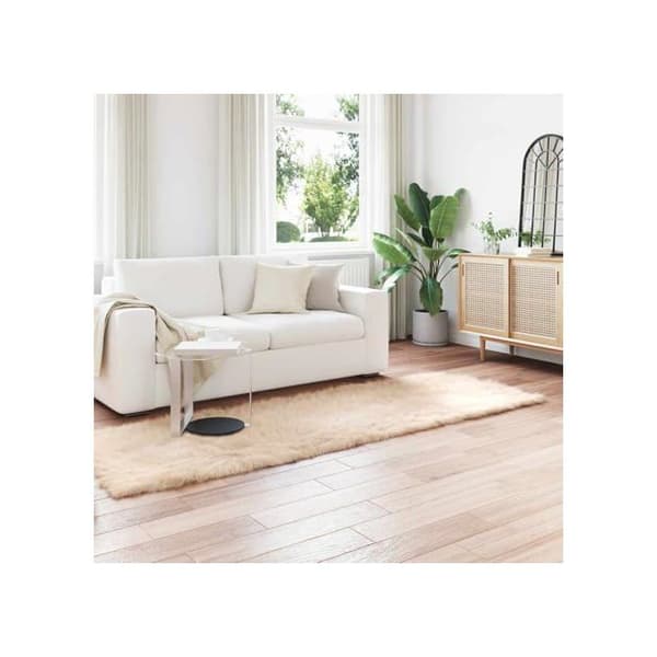 Fårskinnsmatta - vidaXL - 80x250 cm - Beige - Polyester - Rektangulär - Mycket mjuk - Hållbar