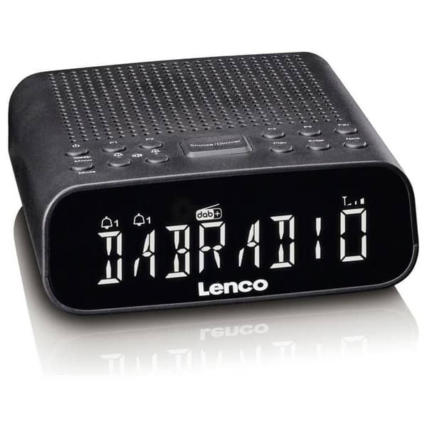 Lenco väckarklocka DAB, FM, DAB+ Bluetooth, AUX, DAB, DAB+, FM väckarfunktion svart