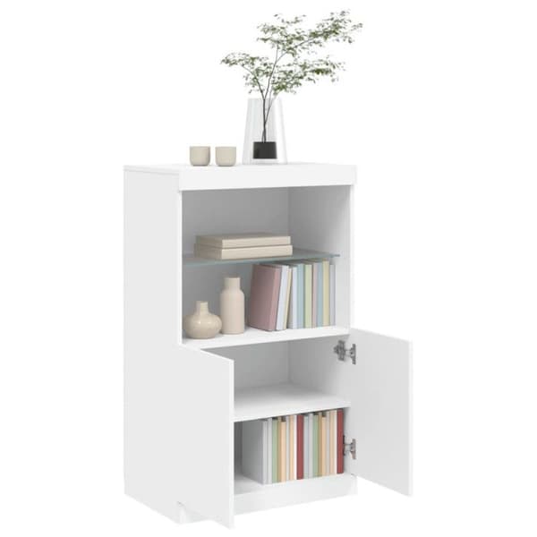 vidaXL Buffé med LED-lampor vit 60,5x37x100 cm 836665