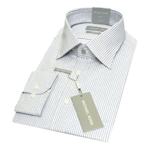 Michael Kors Shadow Check Slim Fit långärmad skjorta - blå