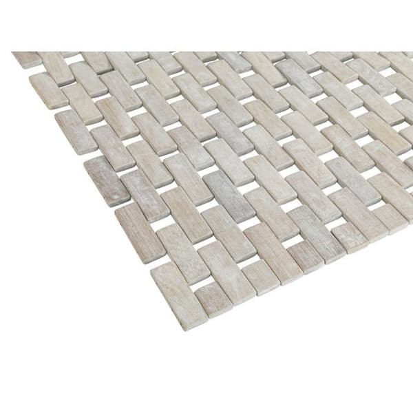 WENKO badmatta i bambu - Vit - 50x80 cm - Halkfri