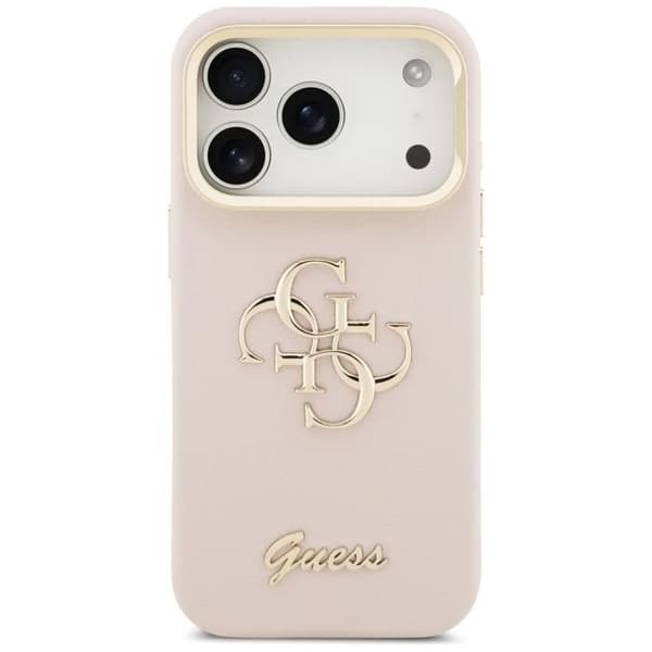 Guess Grained Big 4G Stativkamerafodral för iPhone 17 Pro 6.3" Rosa