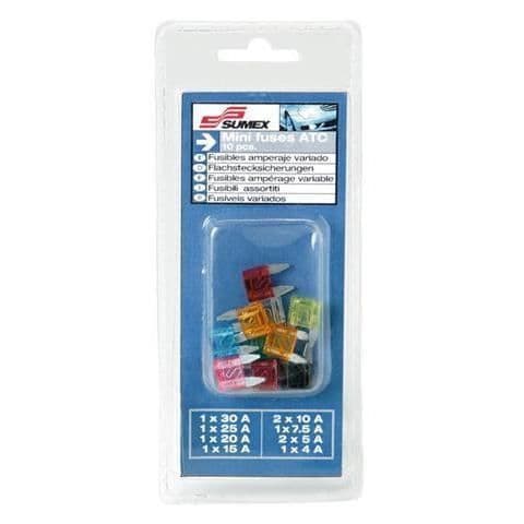 10 Mini ATC säkringar - Variabel Amperage