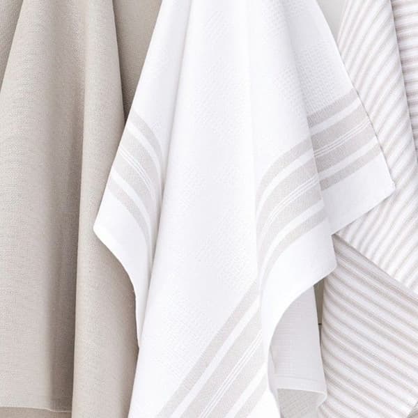 Set om 3 handdukar med ränder ESSENTIAL - TODAY - Beige 50x70 cm