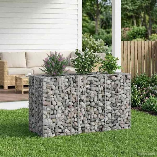 vidaXL Hög säng gabion Silver 42033328