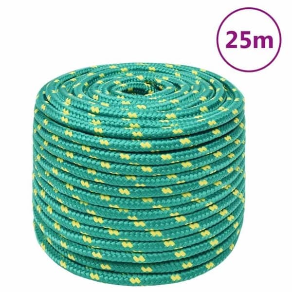 152723 vidaXL Båtline Grön 12 mm 25 m Polypropen