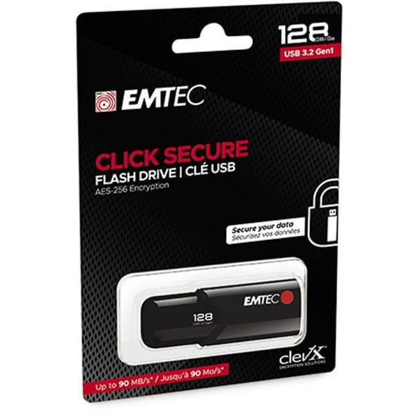 USB-minne - EMTEC - B120 Click Secure - 128 GB - USB 3.2 - 100 MB/s