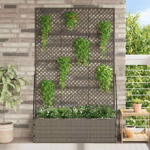 VIDAXL Rektangulär metallplanterare grå 105 x 30 x 170 cm - blomlåda