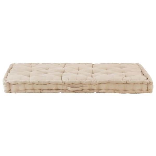 vidaXL Palettgolvkudde Bomull 120x80x10 cm Beige 48680