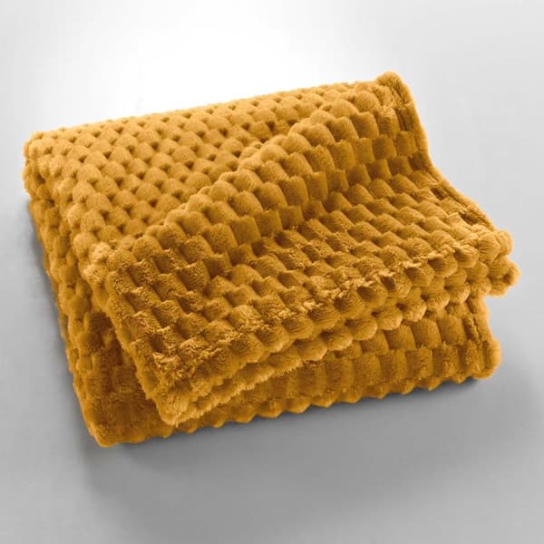Rutig flanell 125 x 150 cm Mini Frosty - relief mini bubblor, ockra