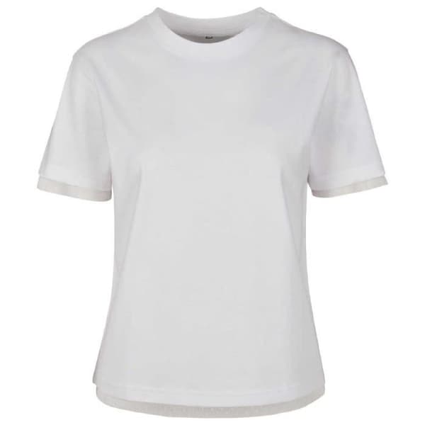 Bygg ditt varumärke T-shirt med spetsar för damer, vit, dam L